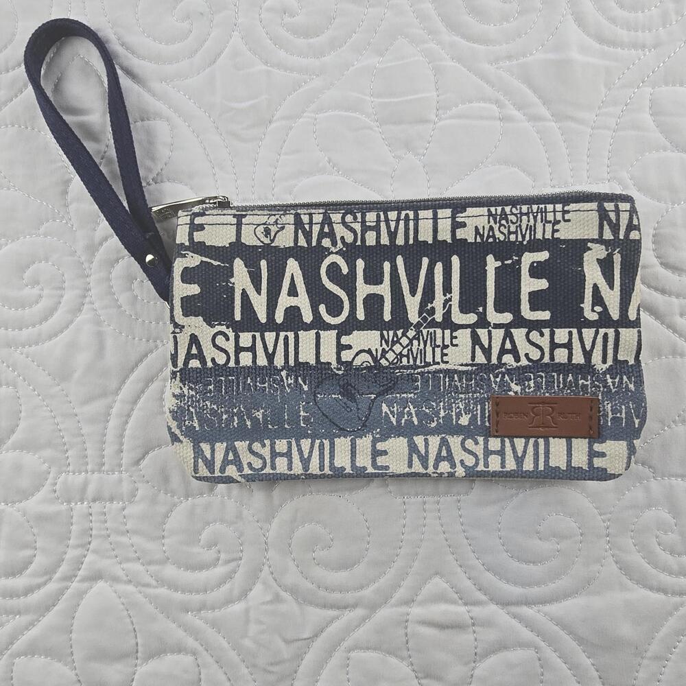 Robin Ruth Nashville Wristlet Zip Pouch Canvas Travel Wallet